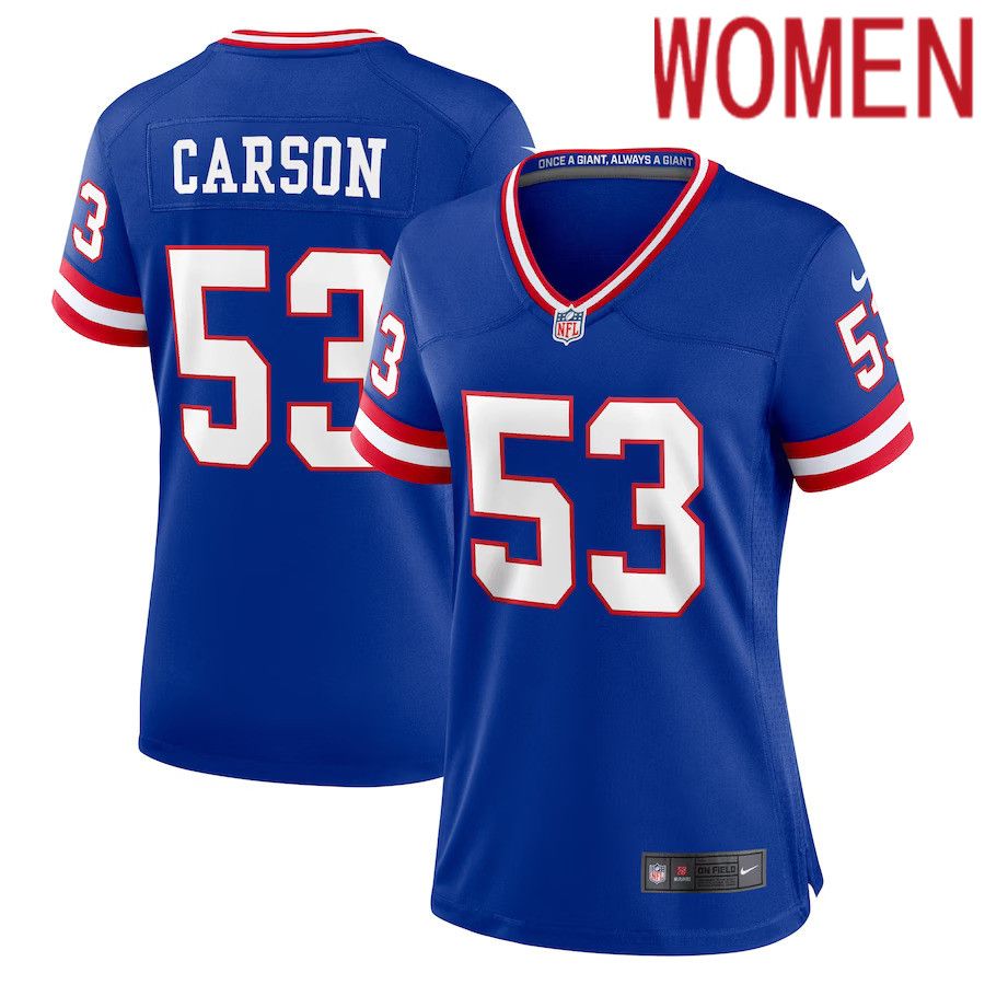 Women New York Giants 53 Harry Carson Nike Royal Classic Retired Player Game NFL Jersey